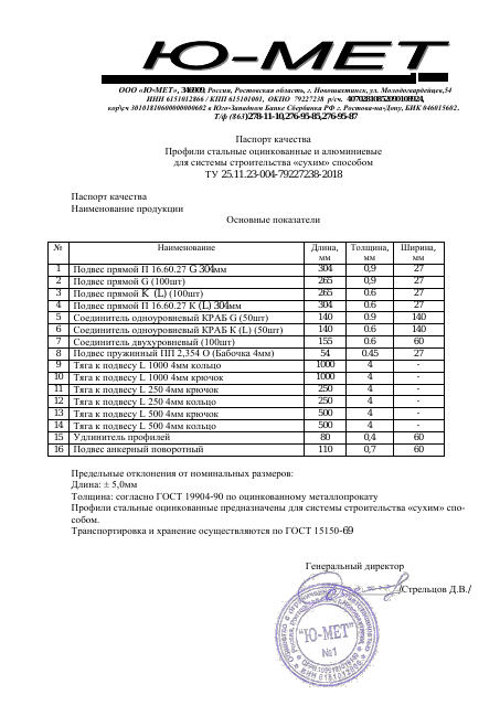 Первая страница: Паспорт качества комплектующие.pdf